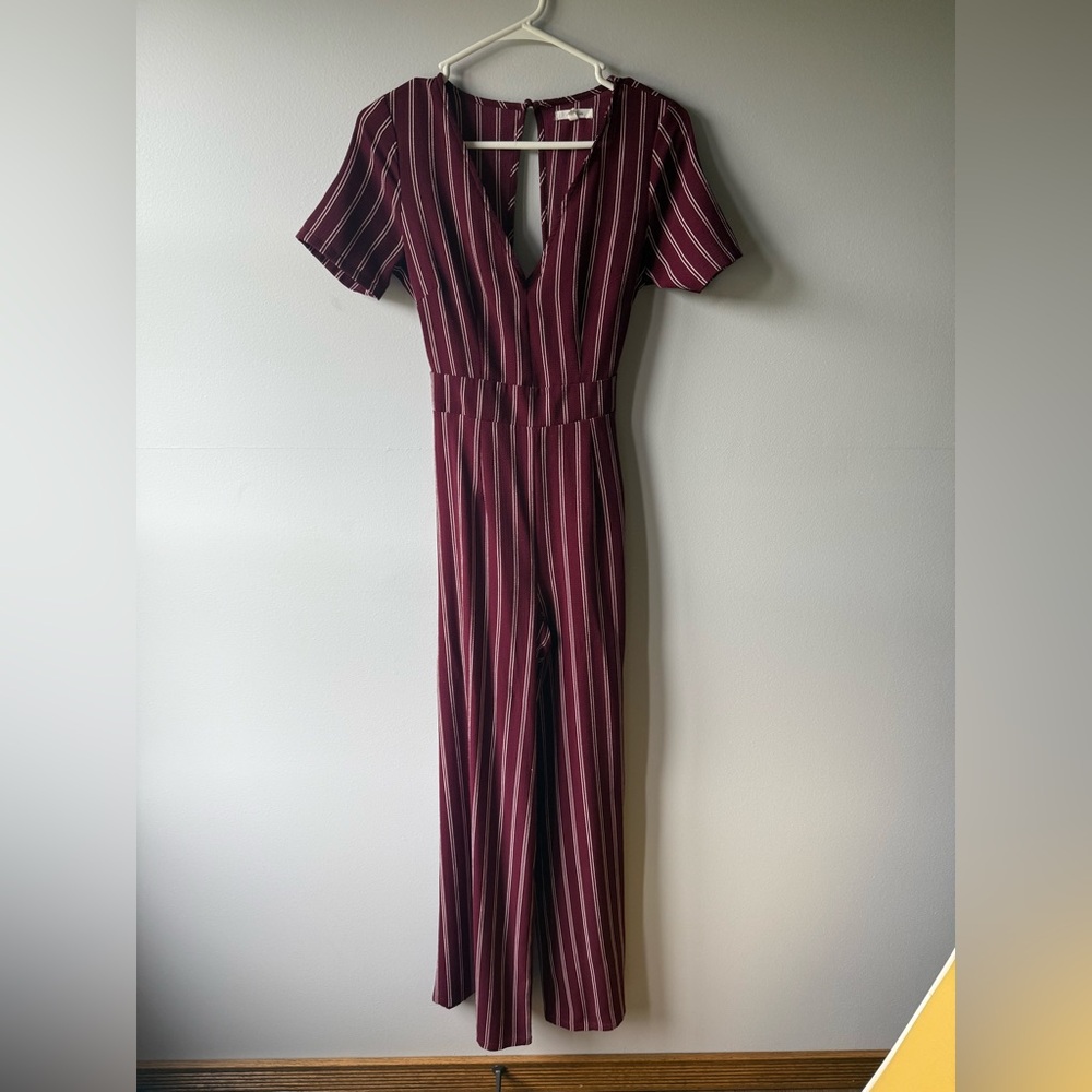 Maurice’s Red and White Striped Jumpsuit Size Small